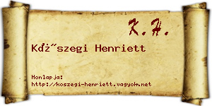Kőszegi Henriett névjegykártya